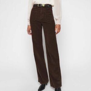 Reformation Alyssa High Rise Wide Leg Corduroy Pants Cafe - Size 24